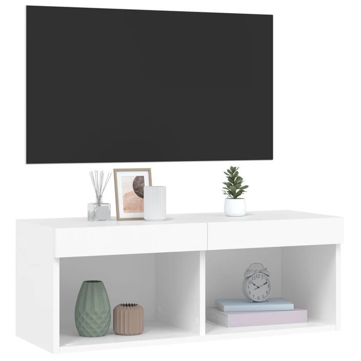 Meuble TV avec lumières LED blanc 80x30x30 cm - Photo n°6