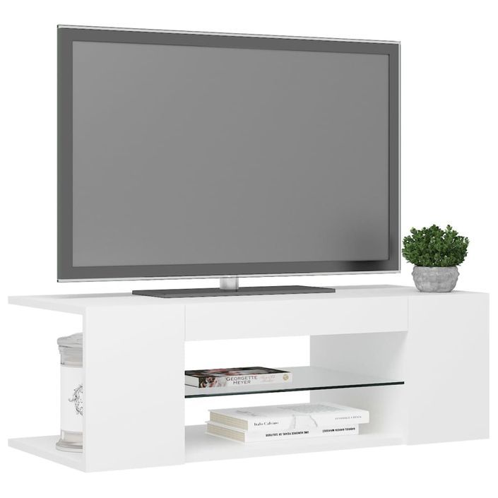 Meuble TV avec lumières LED Blanc 90x39x30 cm - Photo n°6