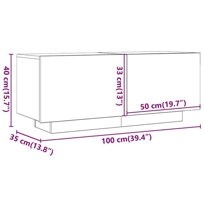 Meuble TV avec lumières LED chêne artisanal bois d'ingénierie - Photo n°10