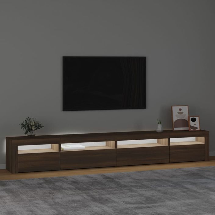 Meuble TV avec lumières LED Chêne marron 270x35x40 cm - Photo n°3