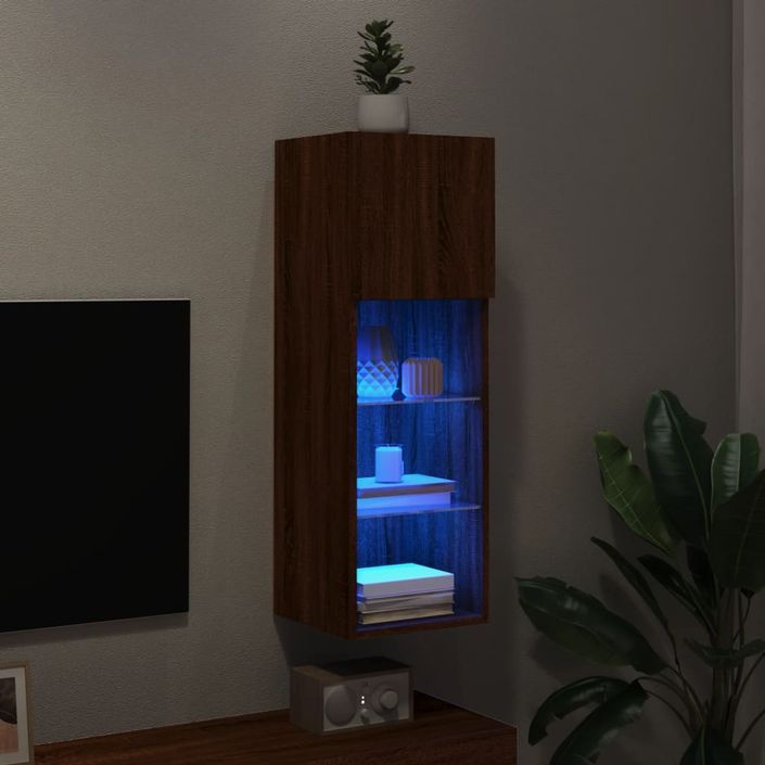 Meuble TV avec lumières LED chêne marron 30,5x30x90 cm - Photo n°5