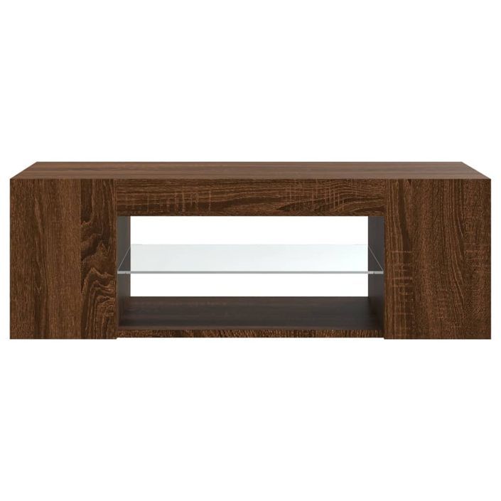 Meuble TV avec lumières LED Chêne marron 90x39x30 cm - Photo n°8