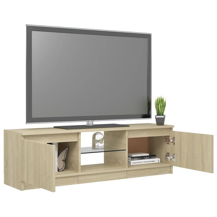 Meuble TV avec lumières LED Chêne sonoma 120x30x35,5 cm - Photo n°6