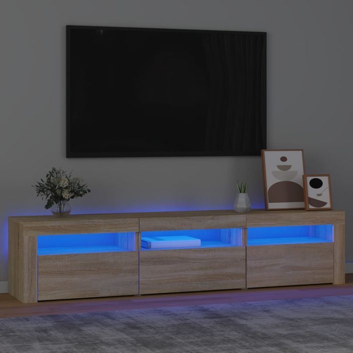 Meuble TV avec lumières LED Chêne sonoma 180x35x40 cm - Photo n°1