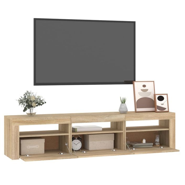 Meuble TV avec lumières LED Chêne sonoma 180x35x40 cm - Photo n°6