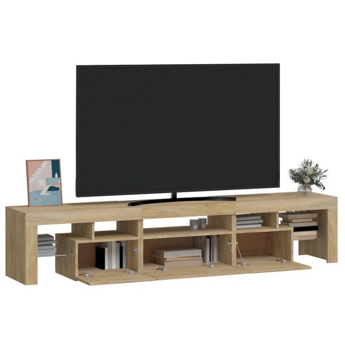 Meuble TV avec lumières LED Chêne sonoma 200x36,5x40 cm - Photo n°6