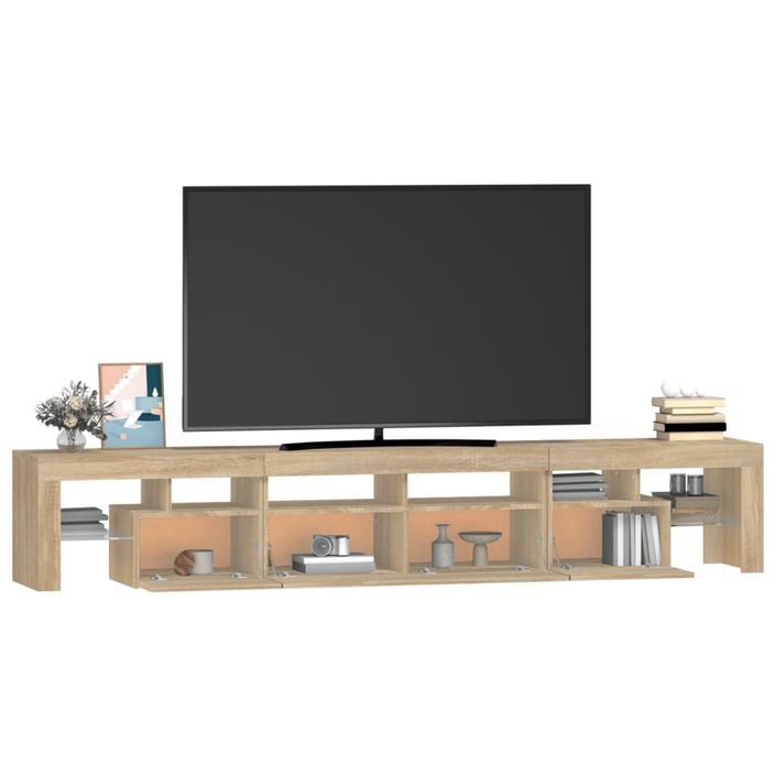 Meuble TV avec lumières LED Chêne sonoma 230x36,5x40 cm - Photo n°6