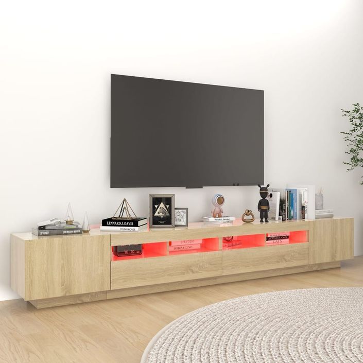 Meuble TV avec lumières LED Chêne sonoma 260x35x40 cm - Photo n°4