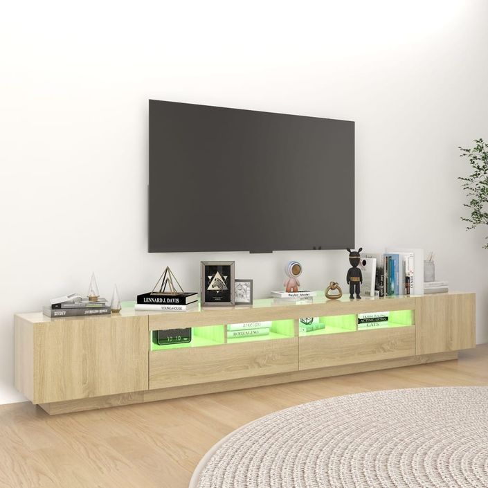 Meuble TV avec lumières LED Chêne sonoma 260x35x40 cm - Photo n°5