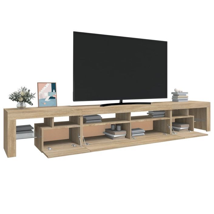 Meuble TV avec lumières LED Chêne sonoma 260x36,5x40 cm - Photo n°6