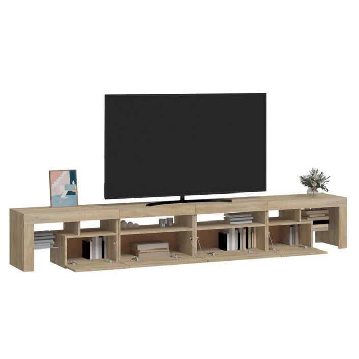 Meuble TV avec lumières LED Chêne sonoma 260x36,5x40 cm - Photo n°6