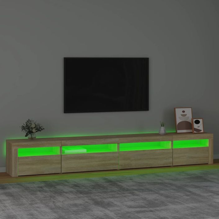 Meuble TV avec lumières LED Chêne sonoma 270x35x40 cm - Photo n°4