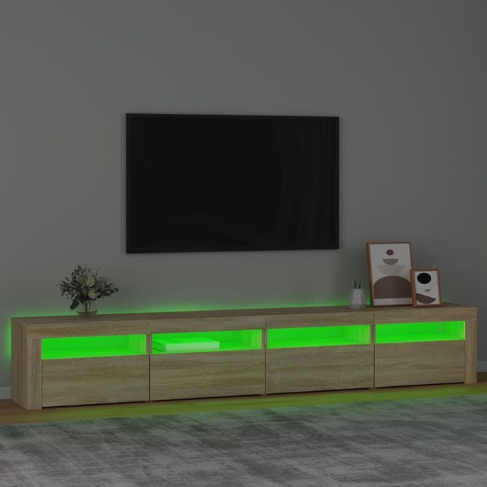 Meuble TV avec lumières LED Chêne sonoma 2 - Photo n°4