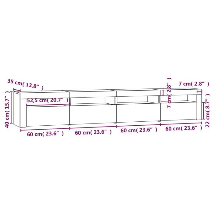 Meuble TV avec lumières LED Chêne sonoma 2 - Photo n°12