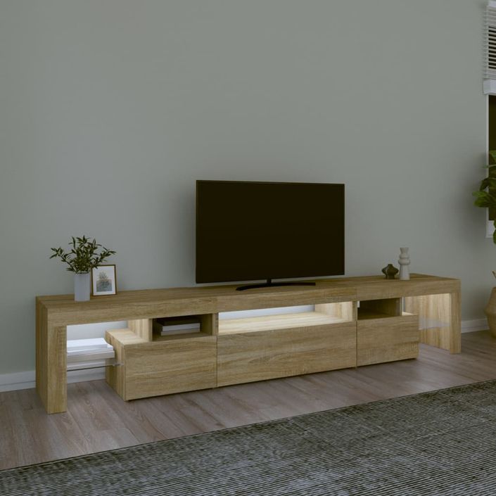 Meuble TV avec lumières LED Chêne sonoma - Photo n°3