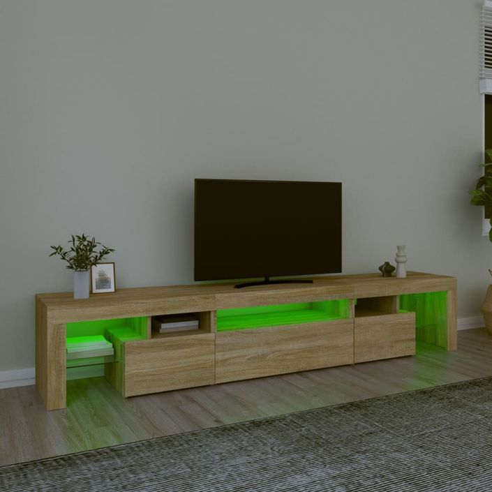 Meuble TV avec lumières LED Chêne sonoma - Photo n°4