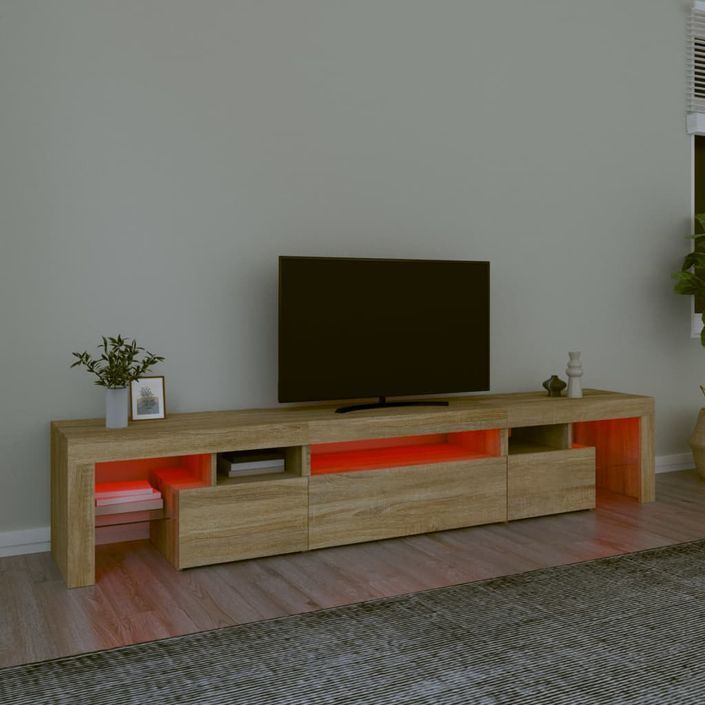 Meuble TV avec lumières LED Chêne sonoma - Photo n°5