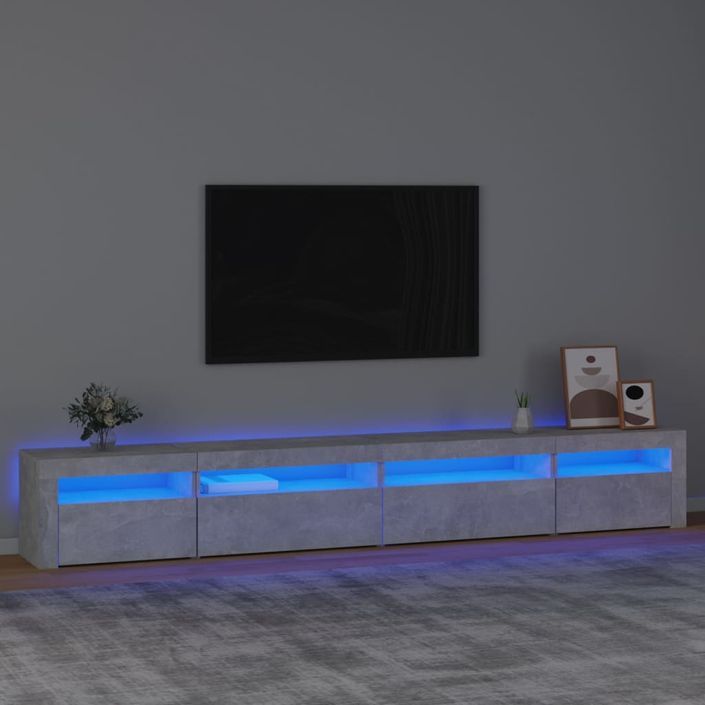 Meuble TV avec lumières LED Gris béton 270x35x40 cm - Photo n°1