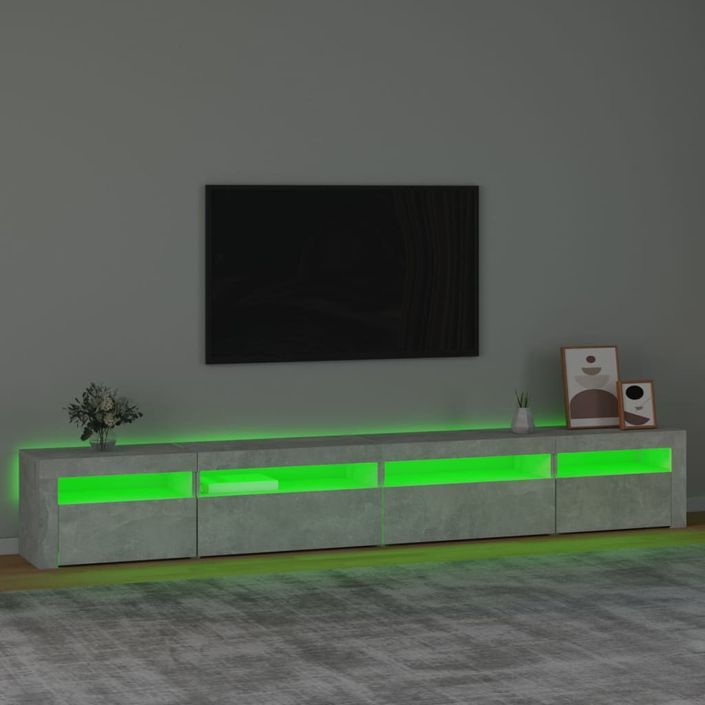 Meuble TV avec lumières LED Gris béton 270x35x40 cm - Photo n°4