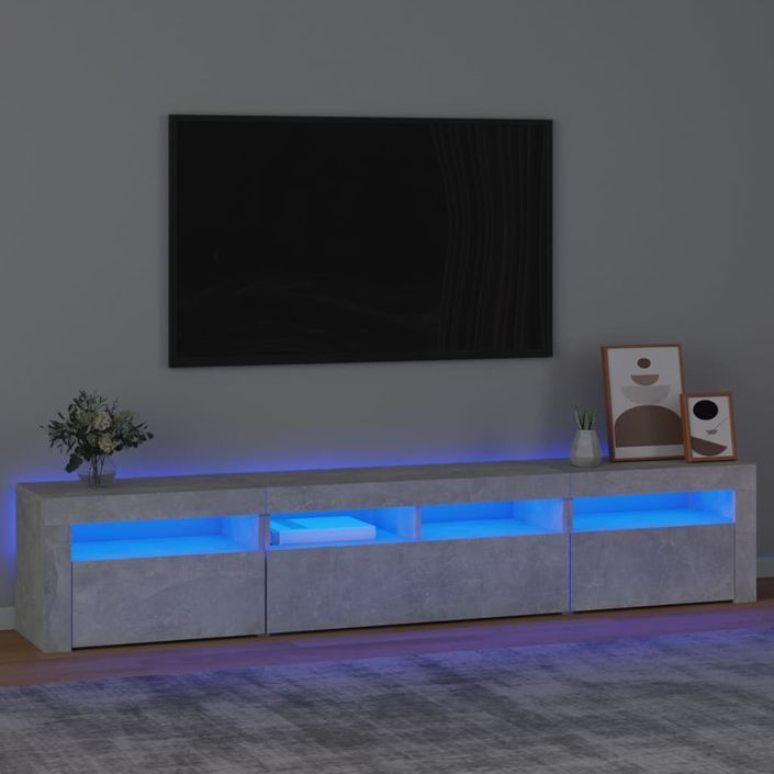 Meuble TV avec lumières LED Gris béton - Photo n°2