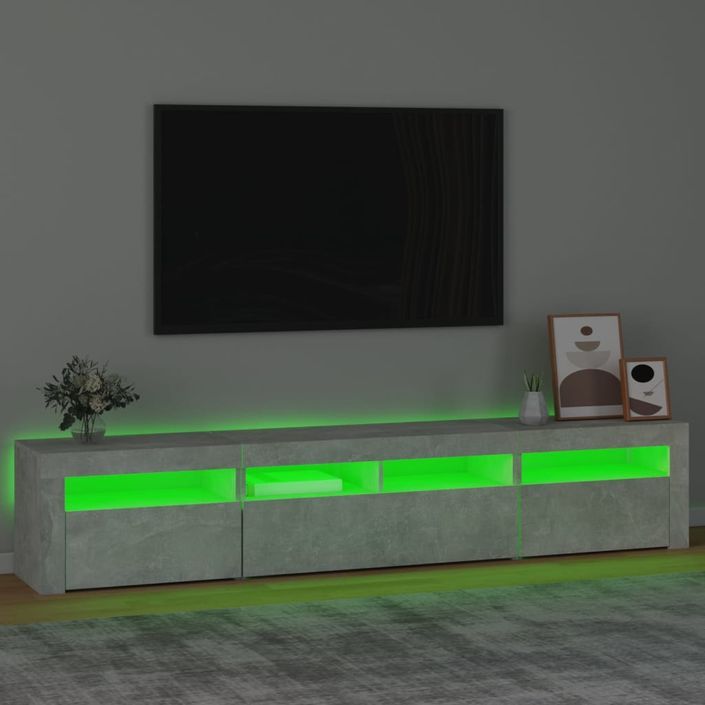 Meuble TV avec lumières LED Gris béton - Photo n°4