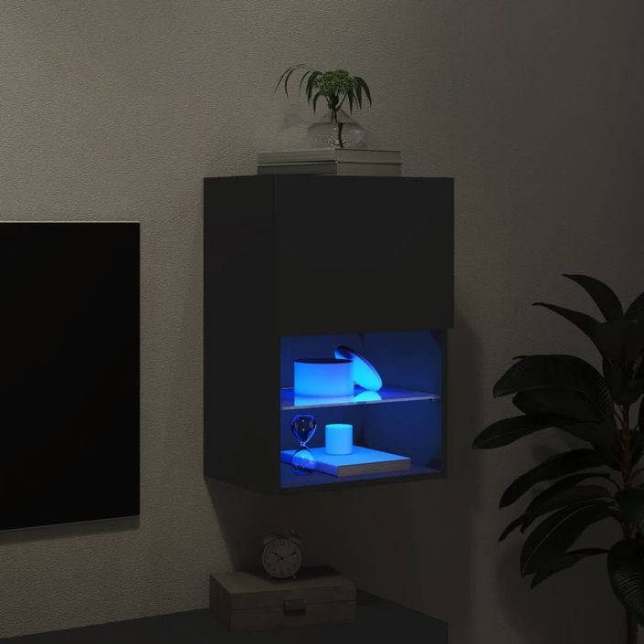 Meuble TV avec lumières LED noir 40,5x30x60 cm - Photo n°5