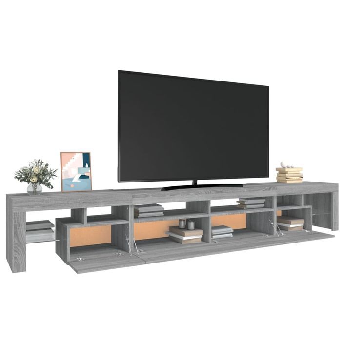 Meuble TV avec lumières LED Sonoma gris 260x36,5x40 cm - Photo n°6