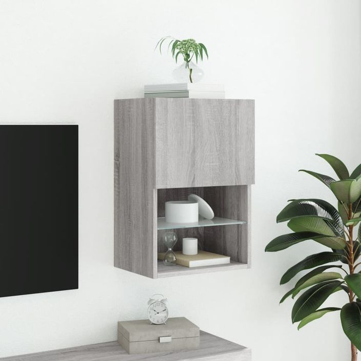 Meuble TV avec lumières LED sonoma gris 40,5x30x60 cm - Photo n°4