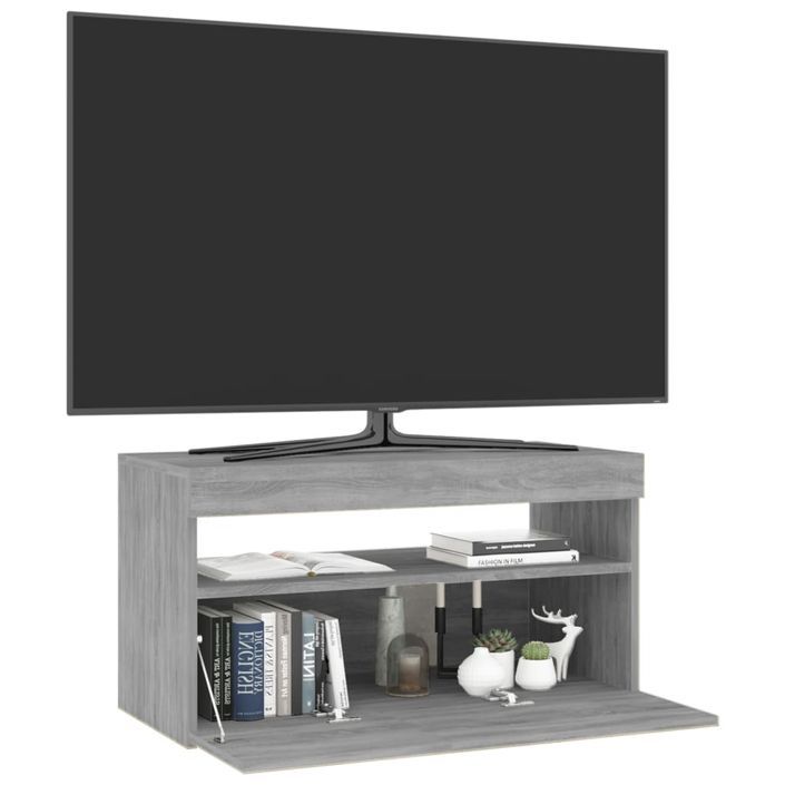 Meuble TV avec lumières LED Sonoma gris 75x35x40 cm - Photo n°6