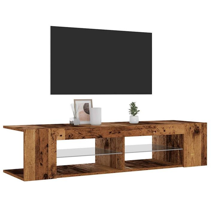 Meuble TV avec lumières LED vieux bois bois d'ingénierie - Photo n°5