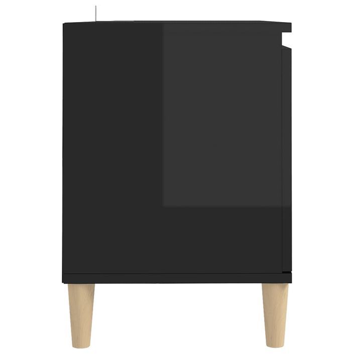 Meuble TV avec pieds en bois Noir brillant 103,5x35x50 cm - Photo n°6