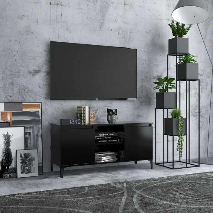 Meuble TV avec pieds en métal Noir 103,5x35x50 cm - Photo n°2