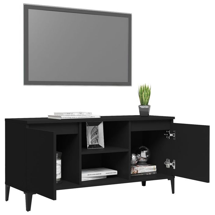 Meuble TV avec pieds en métal Noir 103,5x35x50 cm - Photo n°4