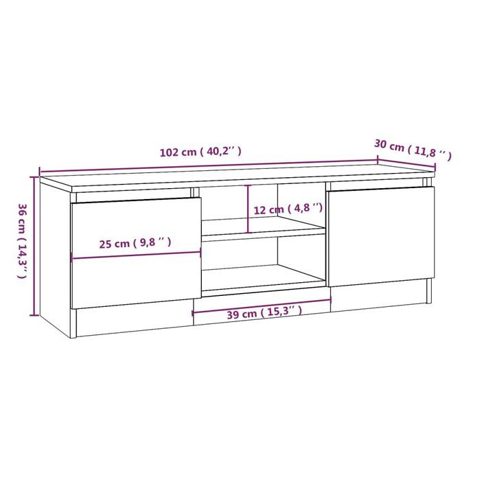 Meuble TV avec porte Blanc 102x30x36 cm - Photo n°9