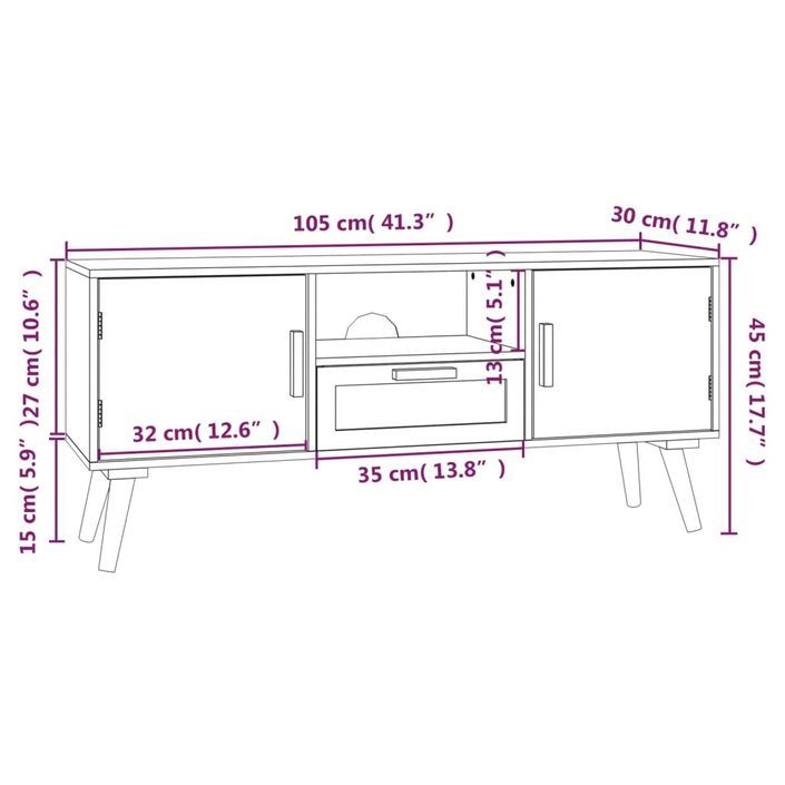 Meuble TV avec portes 105x30x45 cm bois d'ingénierie - Photo n°7
