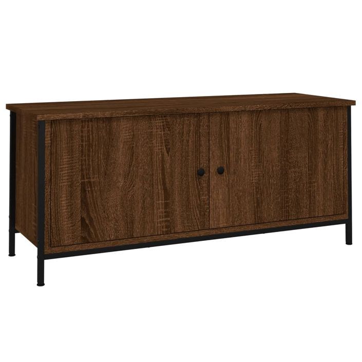 Meuble TV avec portes chêne marron 102x35x45 cm bois ingénierie - Photo n°1