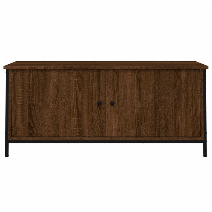 Meuble TV avec portes chêne marron 102x35x45 cm bois ingénierie - Photo n°5