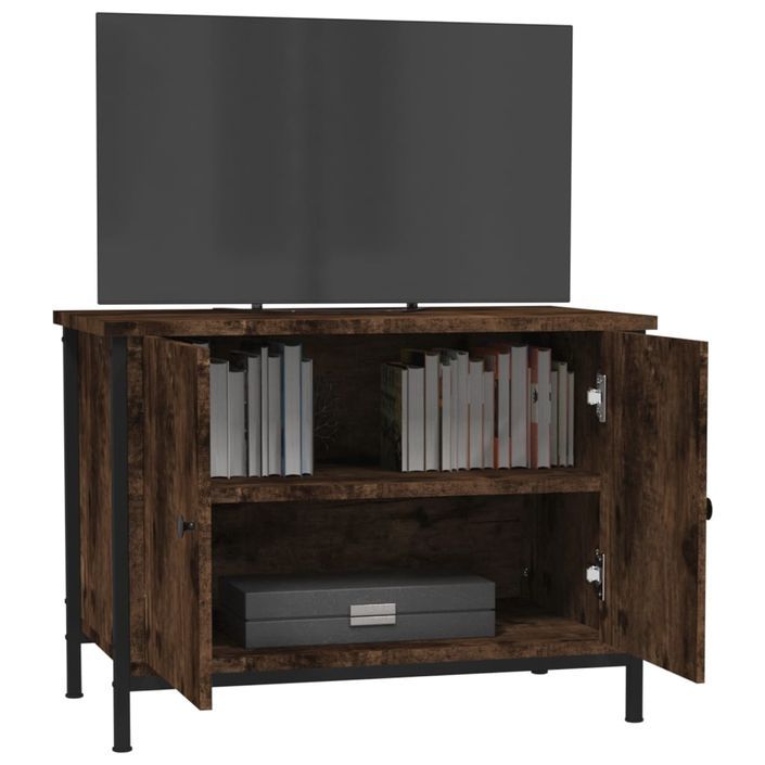 Meuble TV avec portes chêne marron 60x35x45cm bois d'ingénierie - Photo n°4