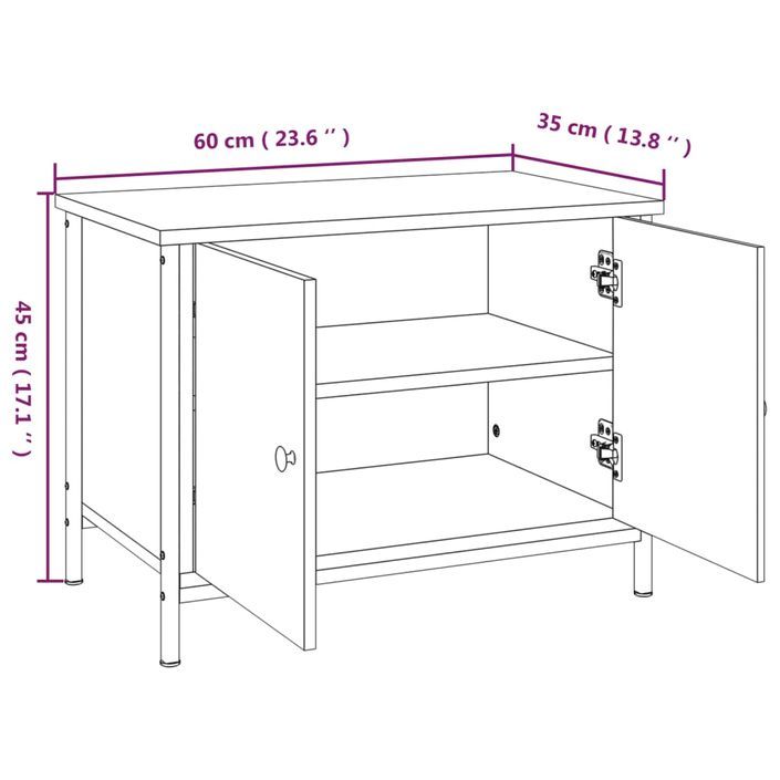 Meuble TV avec portes chêne marron 60x35x45cm bois d'ingénierie - Photo n°10