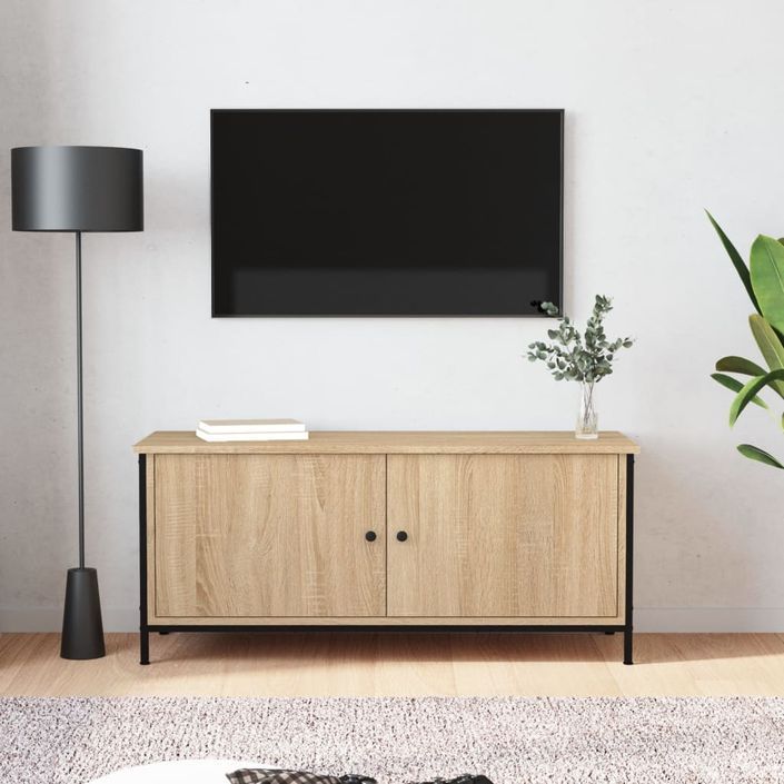 Meuble TV avec portes chêne sonoma 102x35x45 cm bois ingénierie - Photo n°1