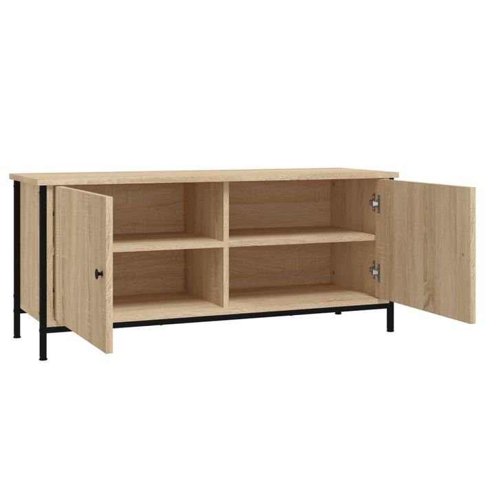 Meuble TV avec portes chêne sonoma 102x35x45 cm bois ingénierie - Photo n°6