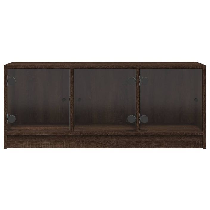 Meuble TV avec portes en verre chêne marron 102x37x42 cm - Photo n°6