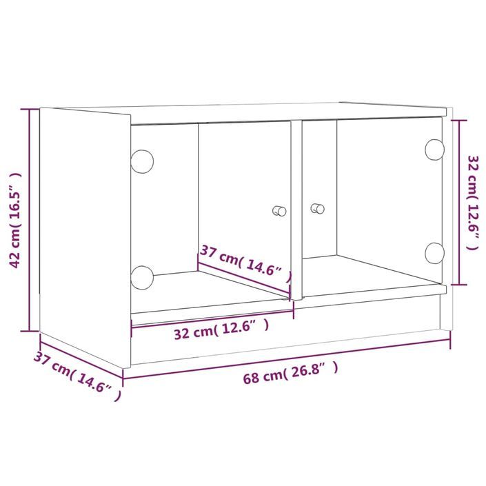 Meuble TV avec portes en verre chêne marron 68x37x42 cm - Photo n°11