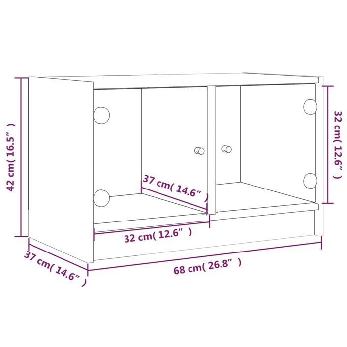 Meuble TV avec portes en verre noir 68x37x42 cm - Photo n°11