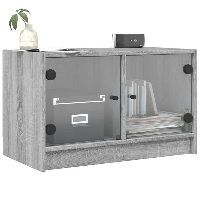 Meuble TV avec portes en verre sonoma gris 68x37x42 cm - Photo n°4