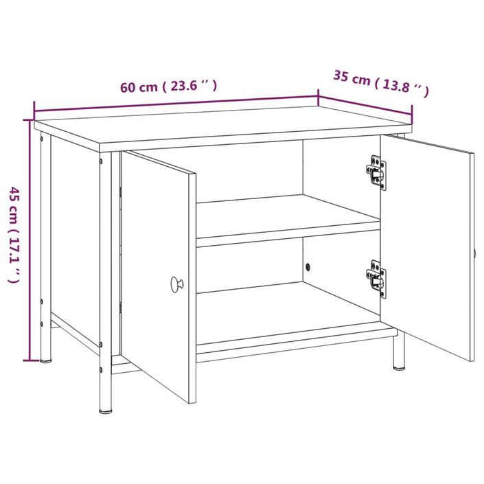 Meuble TV avec portes noir 60x35x45 cm bois d'ingénierie - Photo n°10