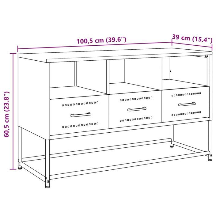 Meuble TV blanc 100,5x39x60,5 cm acier - Photo n°12