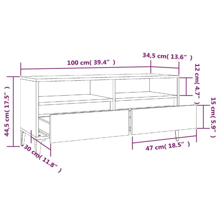 Meuble TV blanc 100x34,5x44,5 cm bois d'ingénierie - Photo n°10