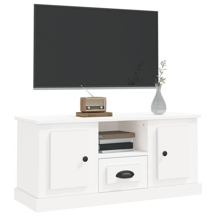 Meuble TV blanc 100x35,5x45 cm bois d'ingénierie - Photo n°4