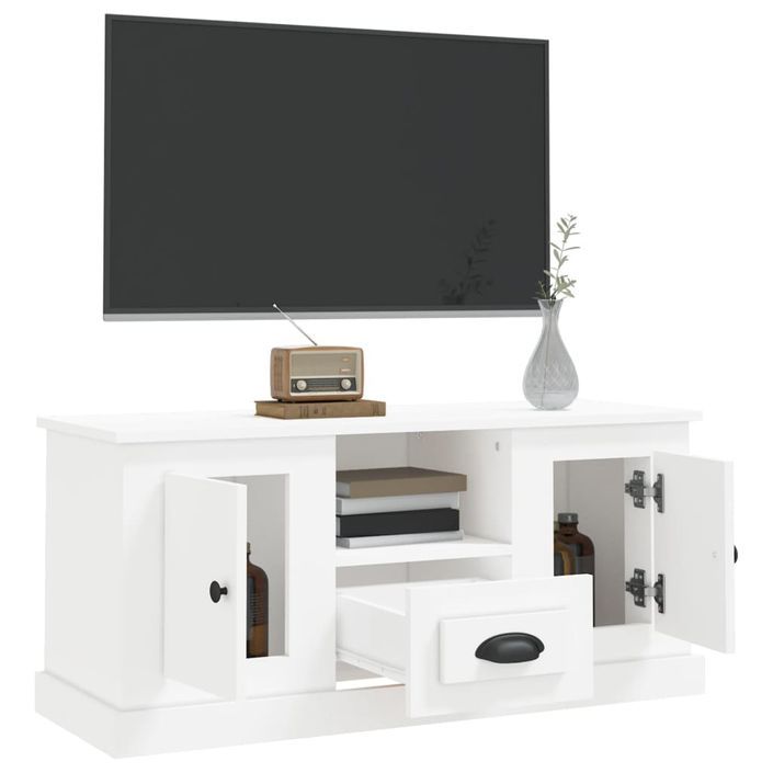 Meuble TV blanc 100x35,5x45 cm bois d'ingénierie - Photo n°5